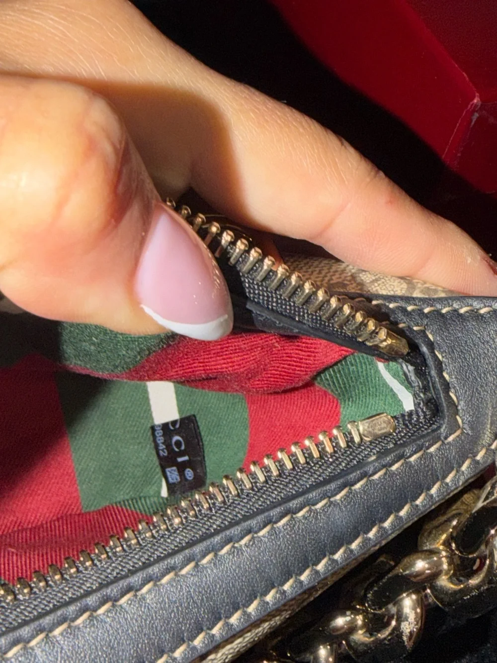 Gucci Beige GG Canvas Shoulder Bag with Gold Chain Trim